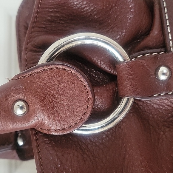 SOLD -B. Makowsky Genuine Leather Handbag Brown EUC w/ Dust Bag - Picture 5 of 13